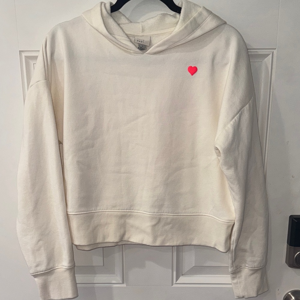 a new day Cream Hoodie with Red Heart